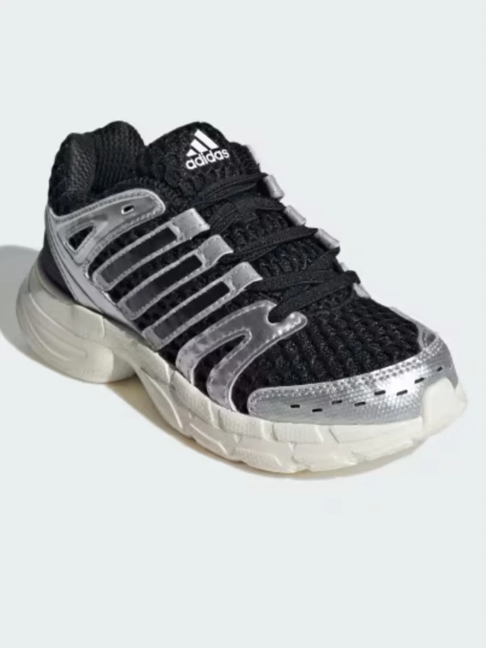 Adidas Control 5 Kids Black Silver Mesh Elastic Lace Sneakers